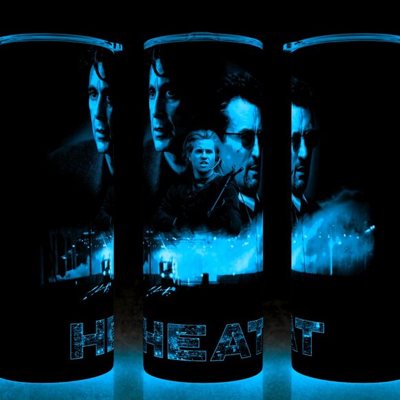Glow in the Dark Heat 90s Action Movie - Al Pacino -Val Kilmer Cup Mug Tumbler - Picture 1 of 4